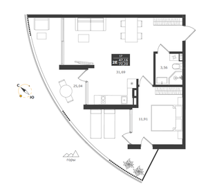 Квартира 72,2 м², 2-комнатные - изображение 1