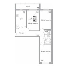 Квартира 74,2 м², 3-комнатная - изображение 3