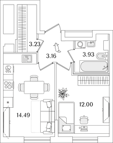 Квартира 36,8 м², 1-комнатная - изображение 1