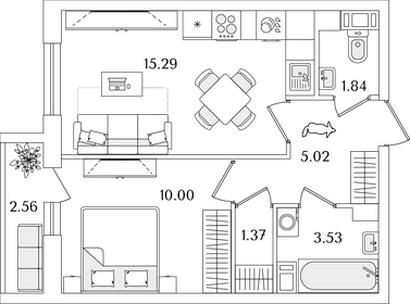 38 м², 1-комнатная квартира 9 500 000 ₽ - изображение 86