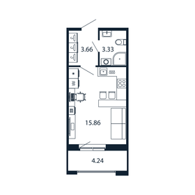 Квартира 25 м², студия - изображение 1