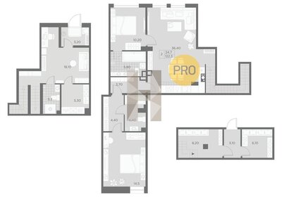 Квартира 126,3 м², 2-комнатная - изображение 1