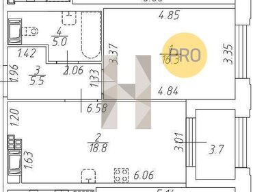 Квартира 45,6 м², 1-комнатная - изображение 1