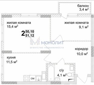 Квартира 51,1 м², 2-комнатная - изображение 1