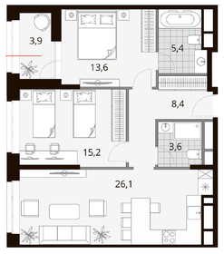 70,2 м², 3-комнатная квартира 27 390 000 ₽ - изображение 25