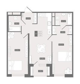 63 м², 2-комнатная квартира 11 800 000 ₽ - изображение 82