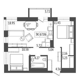 60,7 м², 3-комнатная квартира 7 726 810 ₽ - изображение 19