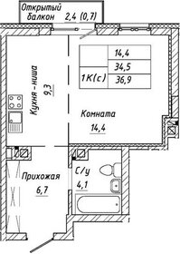 Квартира 36,9 м², 1-комнатная - изображение 2