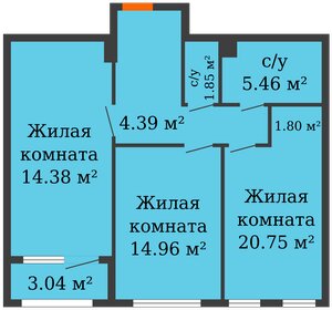 Квартира 70,4 м², 3-комнатная - изображение 1
