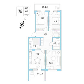 Квартира 101,6 м², 3-комнатная - изображение 1