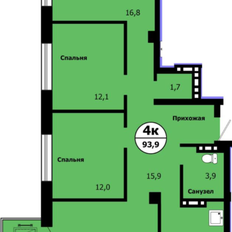 Квартира 93,9 м², 4-комнатная - изображение 2