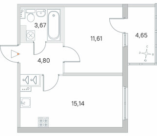 Квартира 36,6 м², 1-комнатная - изображение 1