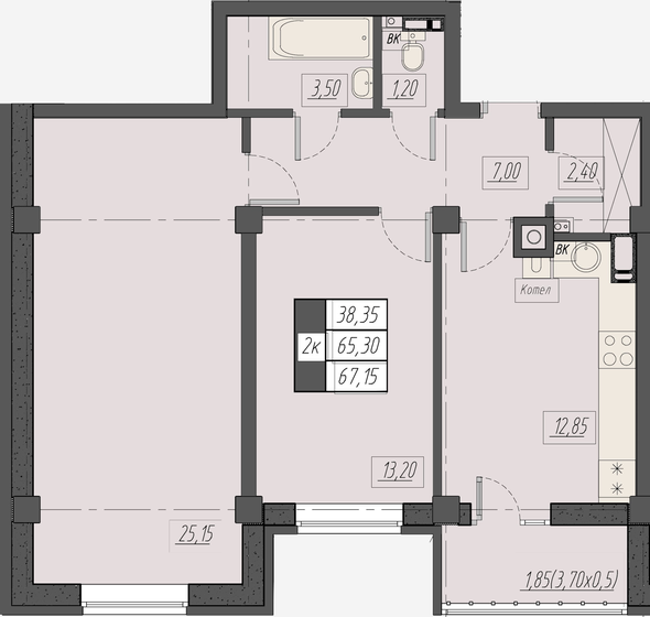 67,2 м², 2-комнатная квартира 9 777 040 ₽ - изображение 1