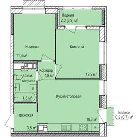 Квартира 54,5 м², 2-комнатная - изображение 1