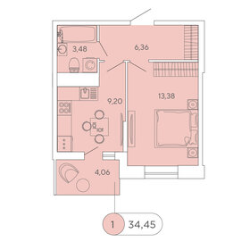 Квартира 34,5 м², 1-комнатная - изображение 1