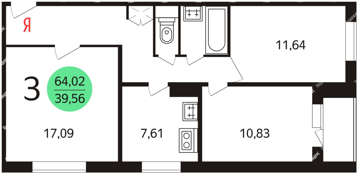 68 м², 3-комнатная квартира 68 000 ₽ в месяц - изображение 6