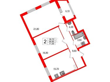 Квартира 71 м², 2-комнатная - изображение 1