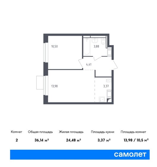 36,1 м², 1-комнатная квартира 6 625 409 ₽ - изображение 16