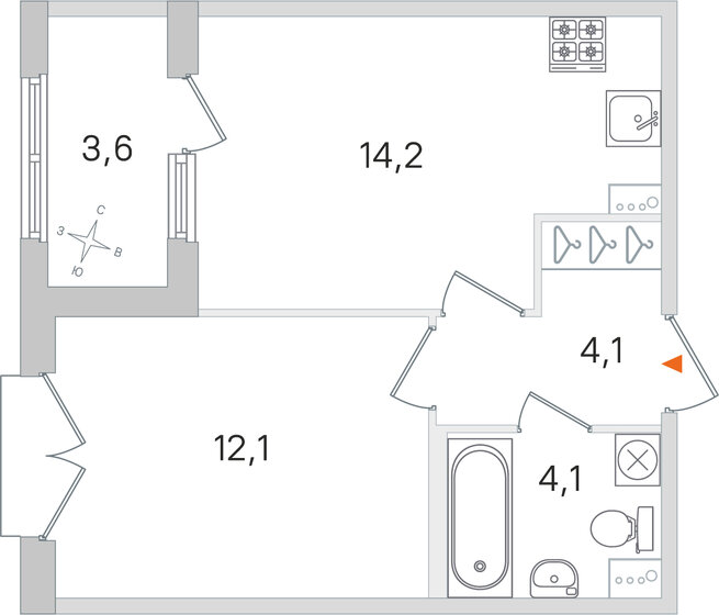 36,3 м², 1-комнатная квартира 8 176 500 ₽ - изображение 51