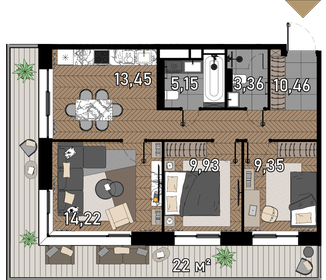 65,2 м², 3-комнатные апартаменты 53 328 100 ₽ - изображение 45