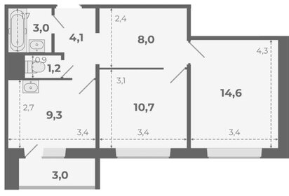 Квартира 53,9 м², 2-комнатная - изображение 1