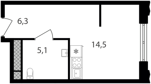 Квартира 25,9 м², студия - изображение 1