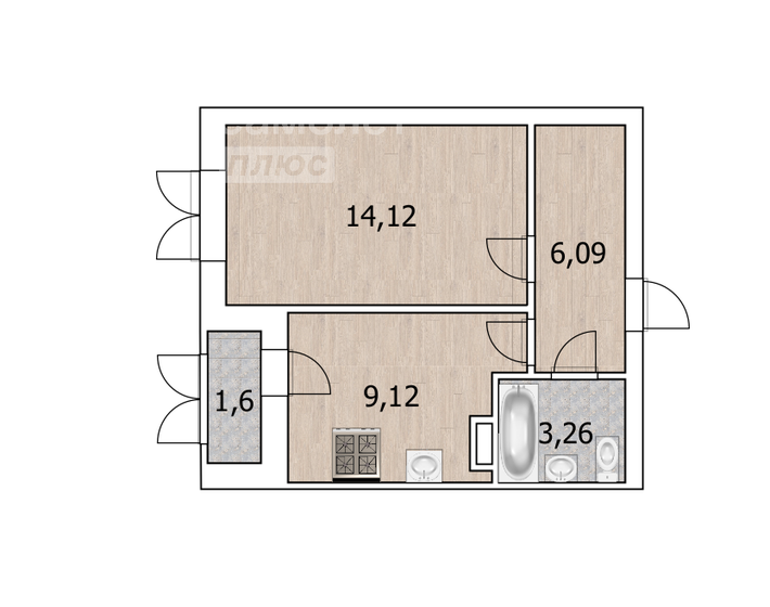 33,5 м², 1-комнатная квартира 4 150 000 ₽ - изображение 8