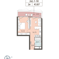 Квартира 44,6 м², 1-комнатная - изображение 3