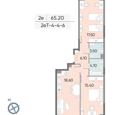 Квартира 65,2 м², 2-комнатная - изображение 2