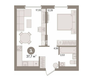 Квартира 37,7 м², 2-комнатная - изображение 1