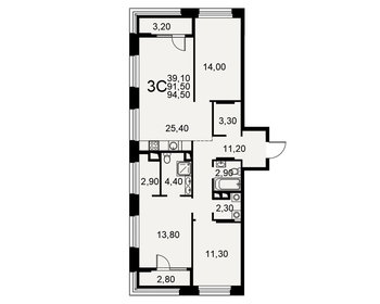 Квартира 94,5 м², 3-комнатная - изображение 1