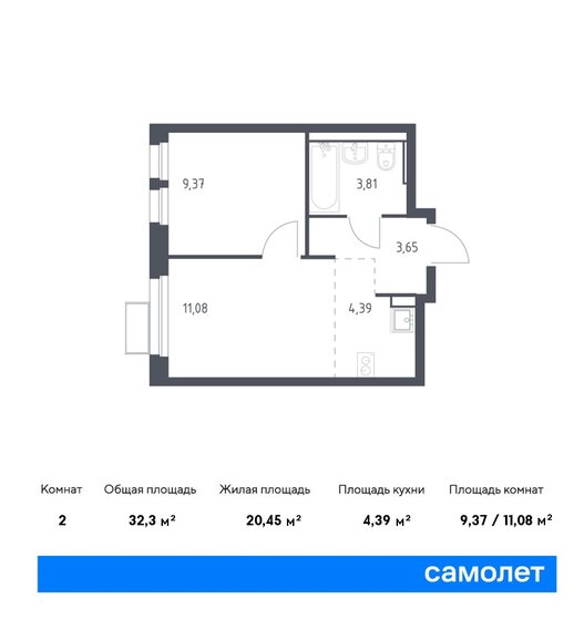 32,3 м², 1-комнатная квартира 7 829 043 ₽ - изображение 19