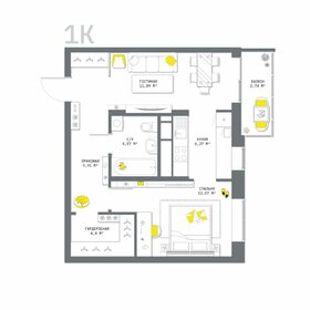 Квартира 54 м², 1-комнатная - изображение 1