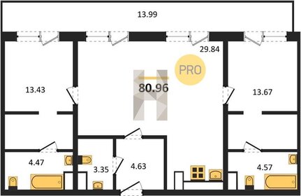 Квартира 81 м², 2-комнатная - изображение 1