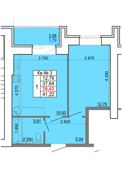 39,4 м², 1-комнатная квартира 4 534 450 ₽ - изображение 1