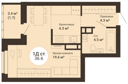 33,7 м², квартира-студия 4 900 000 ₽ - изображение 24