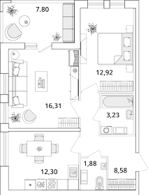 Квартира 59,1 м², 2-комнатная - изображение 1