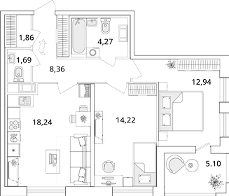 62,4 м², 2-комнатная квартира 15 500 000 ₽ - изображение 76