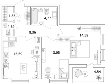 61,6 м², 2-комнатная квартира 13 864 291 ₽ - изображение 63