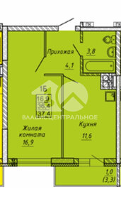 Квартира 37 м², 1-комнатная - изображение 1