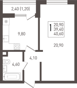 40,1 м², 1-комнатная квартира 5 373 400 ₽ - изображение 71