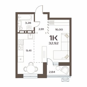 Квартира 32,9 м², 1-комнатная - изображение 1