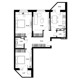 Квартира 77,4 м², 3-комнатная - изображение 1