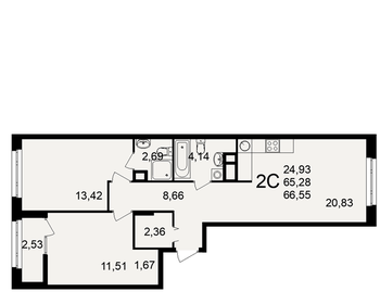 64,2 м², 2-комнатная квартира 6 614 660 ₽ - изображение 12