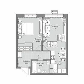 50,7 м², 2-комнатная квартира 8 463 100 ₽ - изображение 25