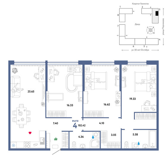 102,4 м², 4-комнатная квартира 13 010 000 ₽ - изображение 1