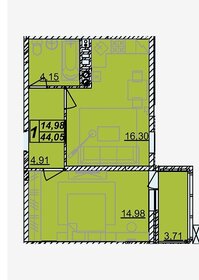 Квартира 44 м², 1-комнатная - изображение 4