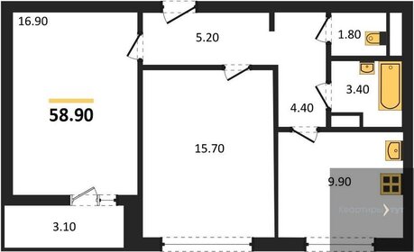 55,6 м², 2-комнатная квартира 5 500 000 ₽ - изображение 75