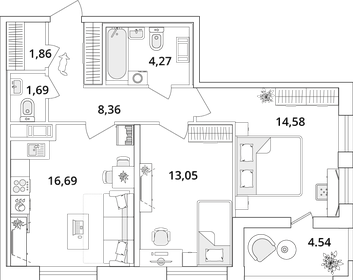 61,6 м², 2-комнатная квартира 13 864 291 ₽ - изображение 65