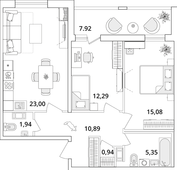 73,5 м², 2-комнатная квартира 17 093 842 ₽ - изображение 1